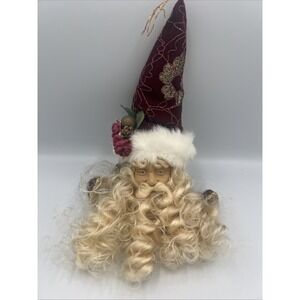 Vintage Victorian Style Santa Christmas Ornament Old World Head Hat Beard Large